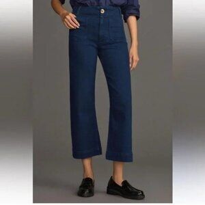 NEW Anthropologie The Colette Denim High-Rise Cropped Wide-Leg Jeans Maeve Sz 29